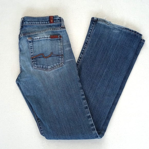Gorgeous 7 for All Mankind Low Rise Bootcut Denim Jeans 27 (Medium Wash Blue) - Picture 6 of 16